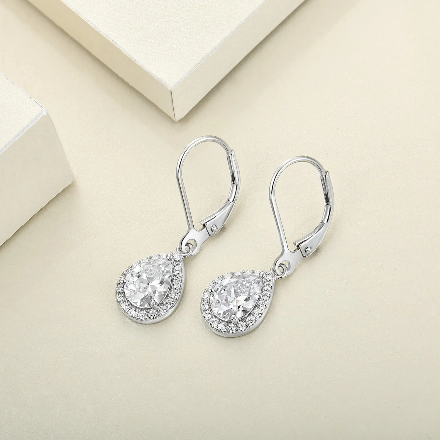 YL orecchini pera argento 925 pietra aprile zirconia