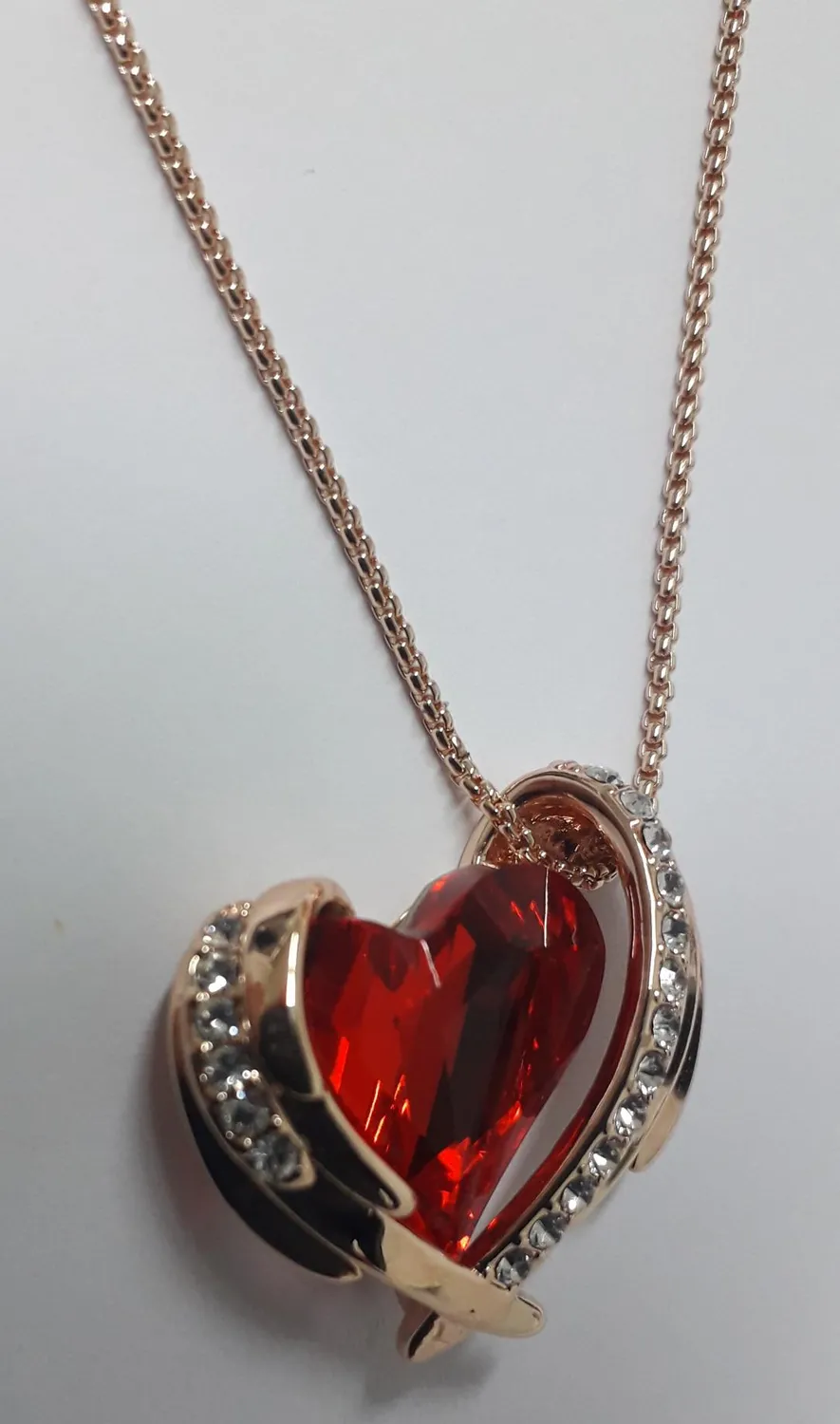CDE Cuore completo collana e orecchini oro rosa cristalli