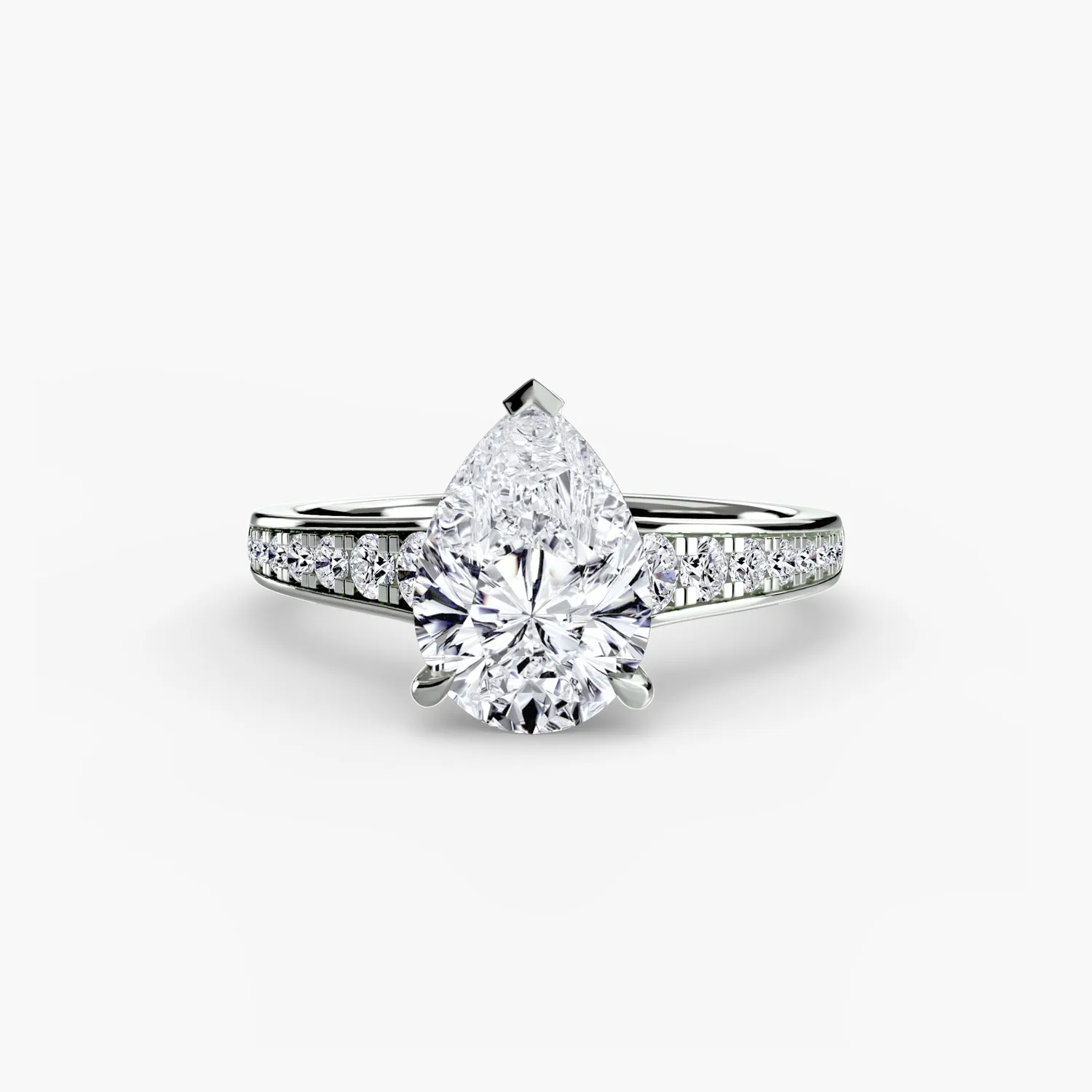 Sinico Solitaire Pave 7 anello oro bianco 14Kt pavé