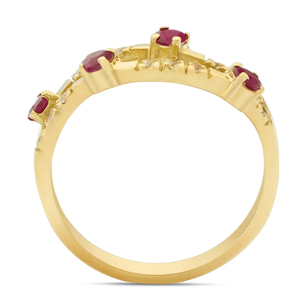 Sinico Rivière 2 file anello oro giallo rubini misura 13
