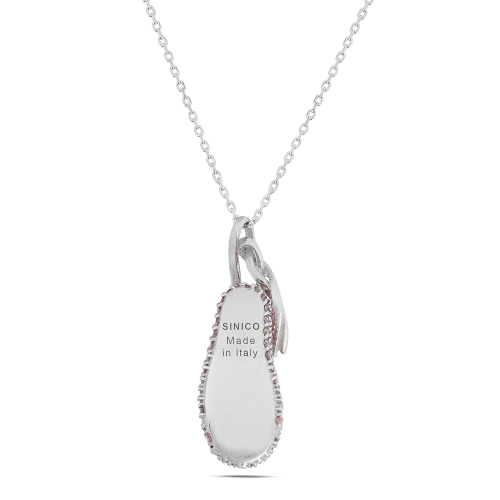 Sinico Dance scarpetta collana oro bianco zirconia rosa
