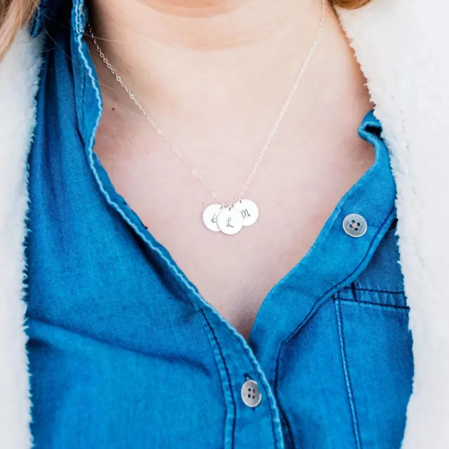 WordsByHeartCo Create Your Own collana dischi argento 925 1 disco