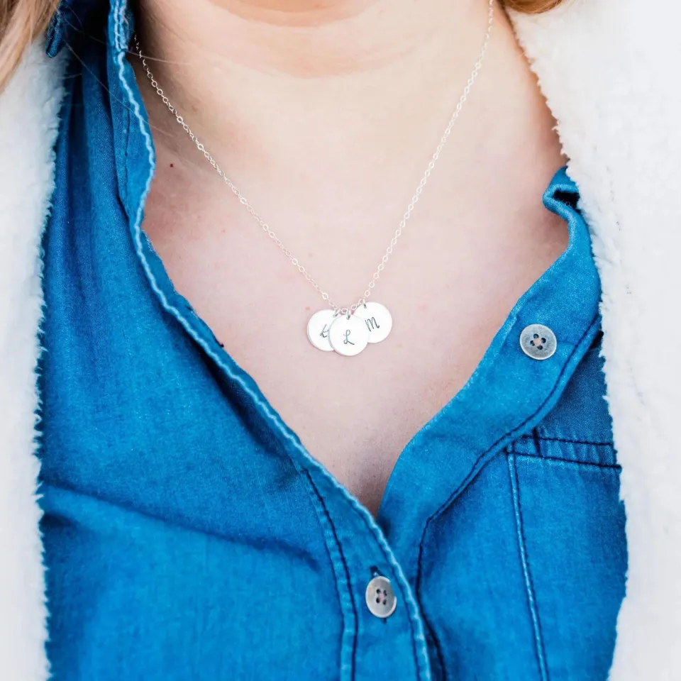 WordsByHeartCo Create Your Own collana dischi argento 925 1 disco