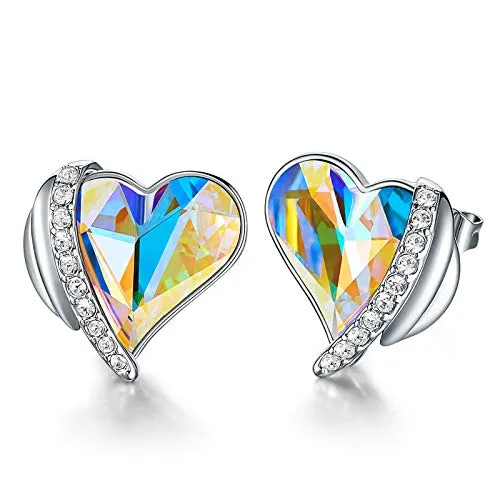 CDE Cuore orecchini lobo oro rosa con cristalli