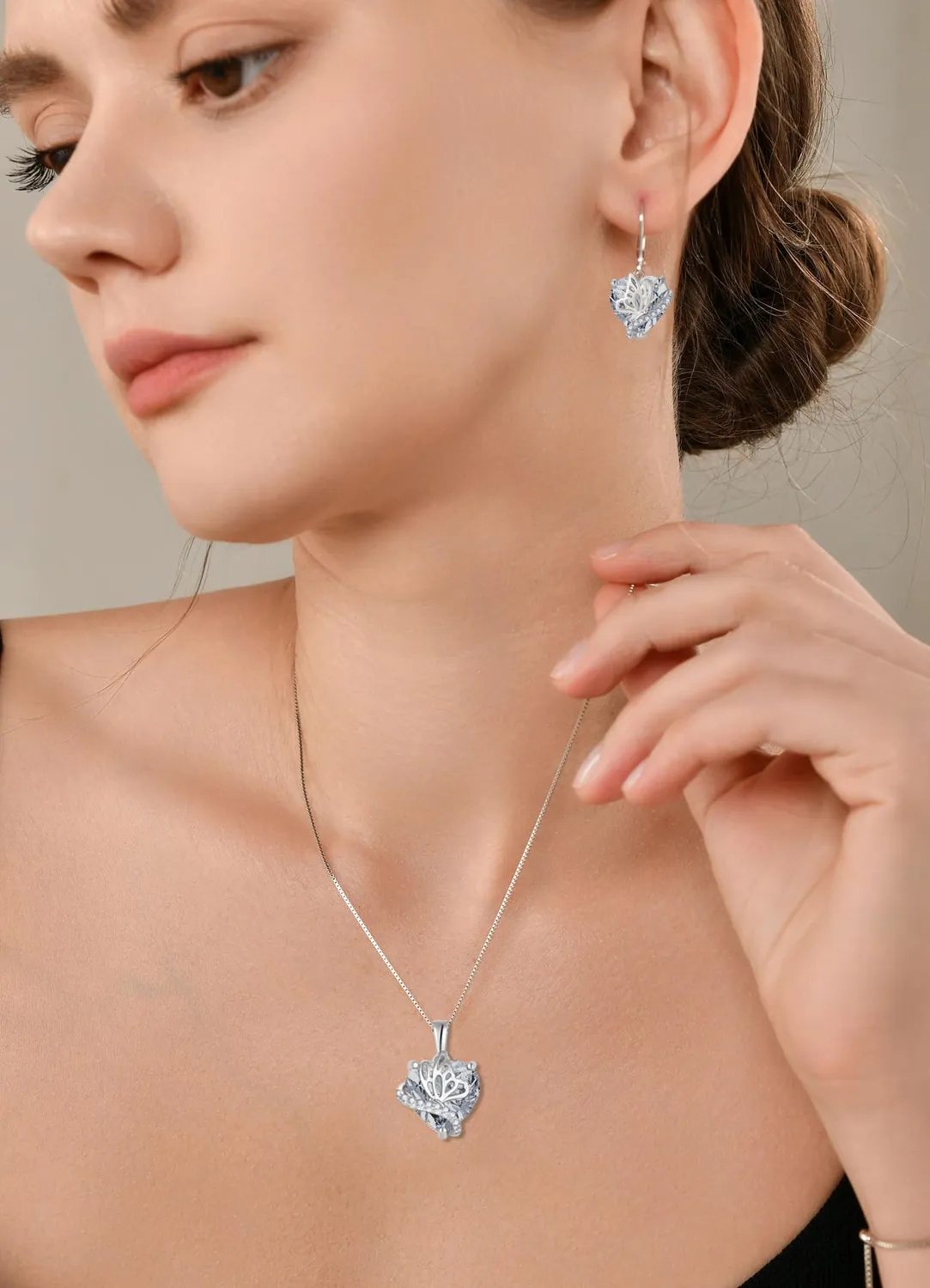YL Cuore Farfalla orecchini argento 925 pietra nascita
