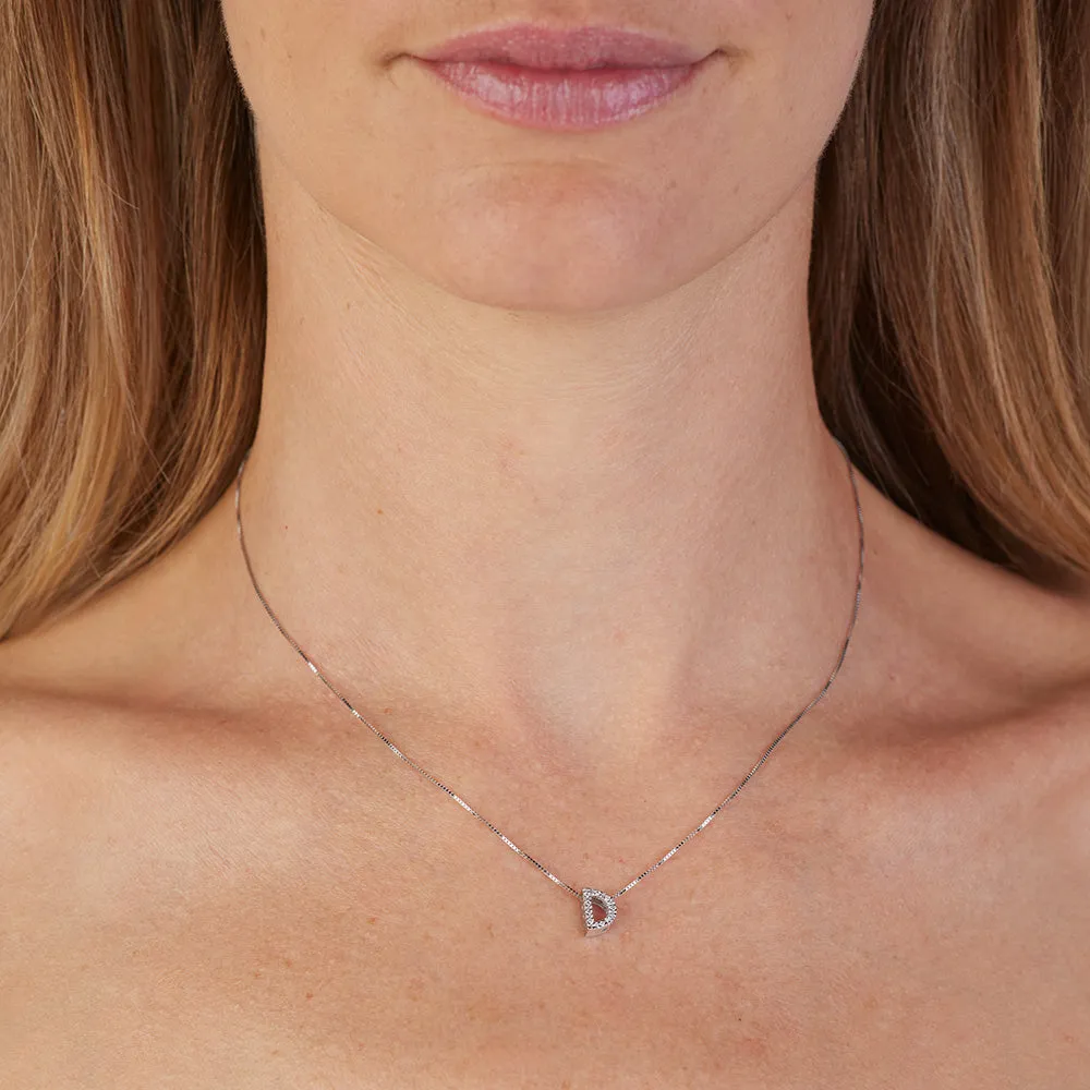 Sinico Letters D collana oro bianco 18kt 42cm diamanti