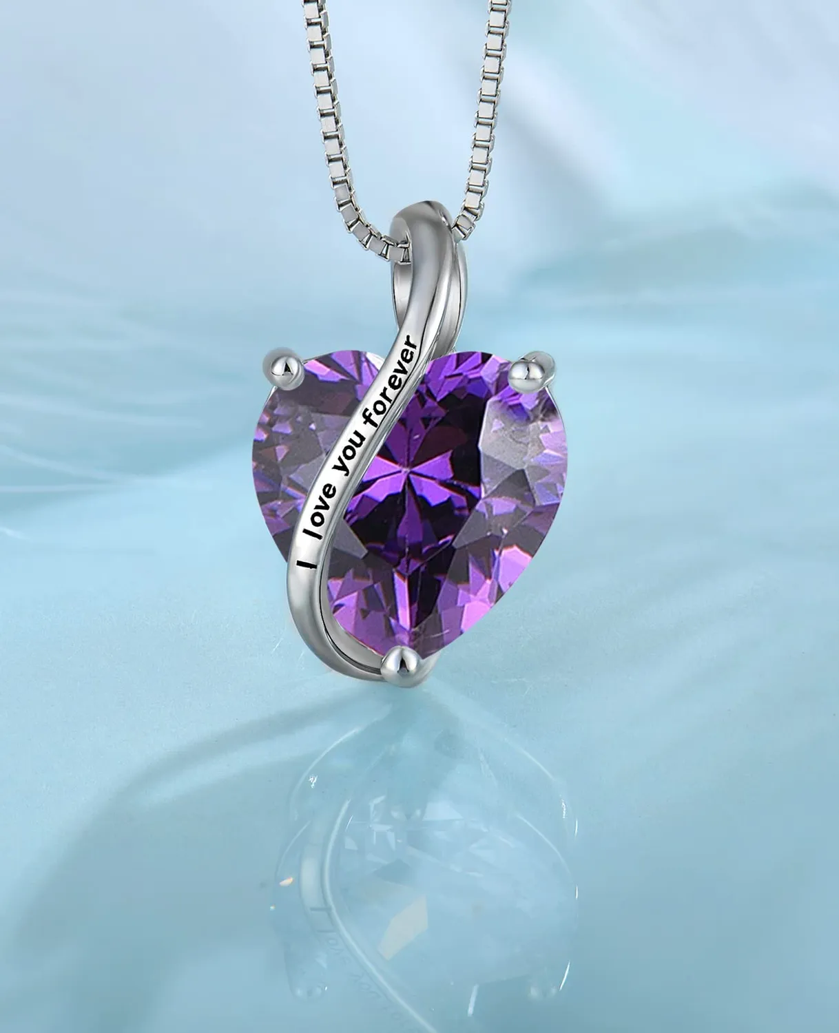 YL Cuore Mamma Collana Argento 925 Ametista Febbraio