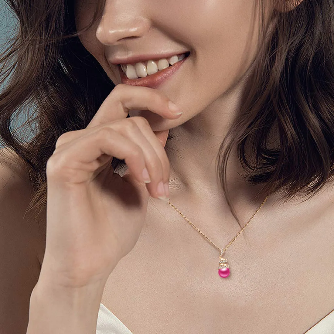 CDE Sei l'unico collana oro rosa perle Swarovski