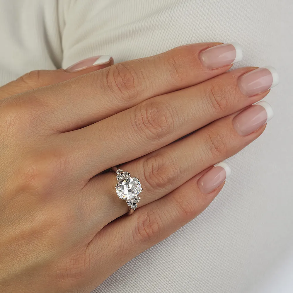 Sinico Classic anello oro bianco zirconi bianchi ovale