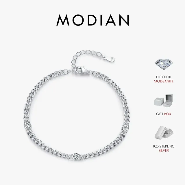 MODIAN Twisted bracciale argento 925 moissanite 3 pietre