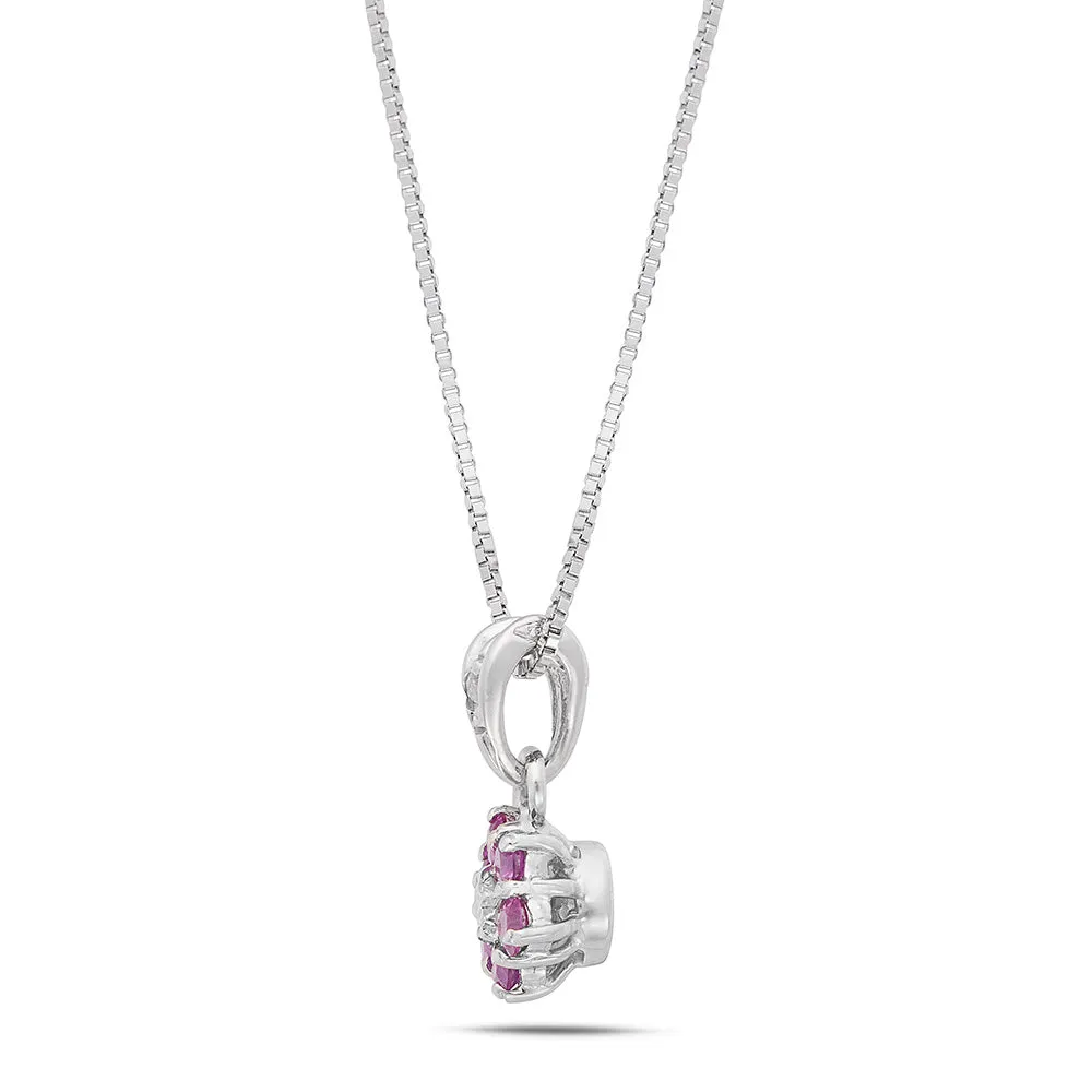 Sinico Flowers Fiore Piccolo Collana oro bianco rubini