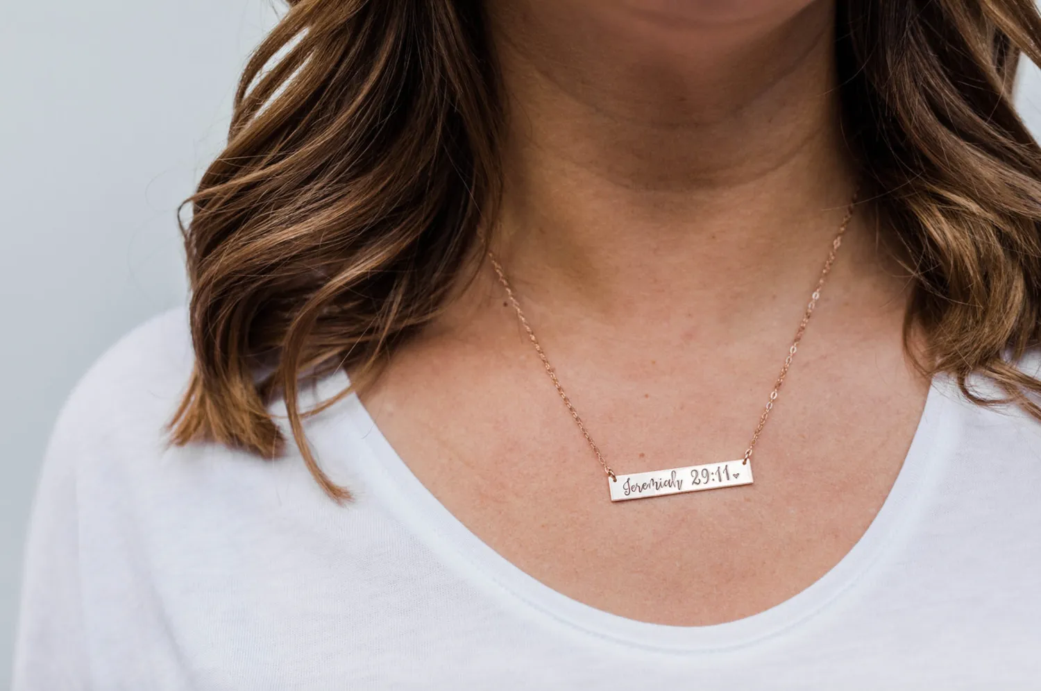 WordsByHeartCo Cross Bar collana barra argento 925