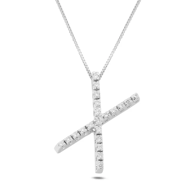 Sinico Letters collana oro bianco lettera X diamanti