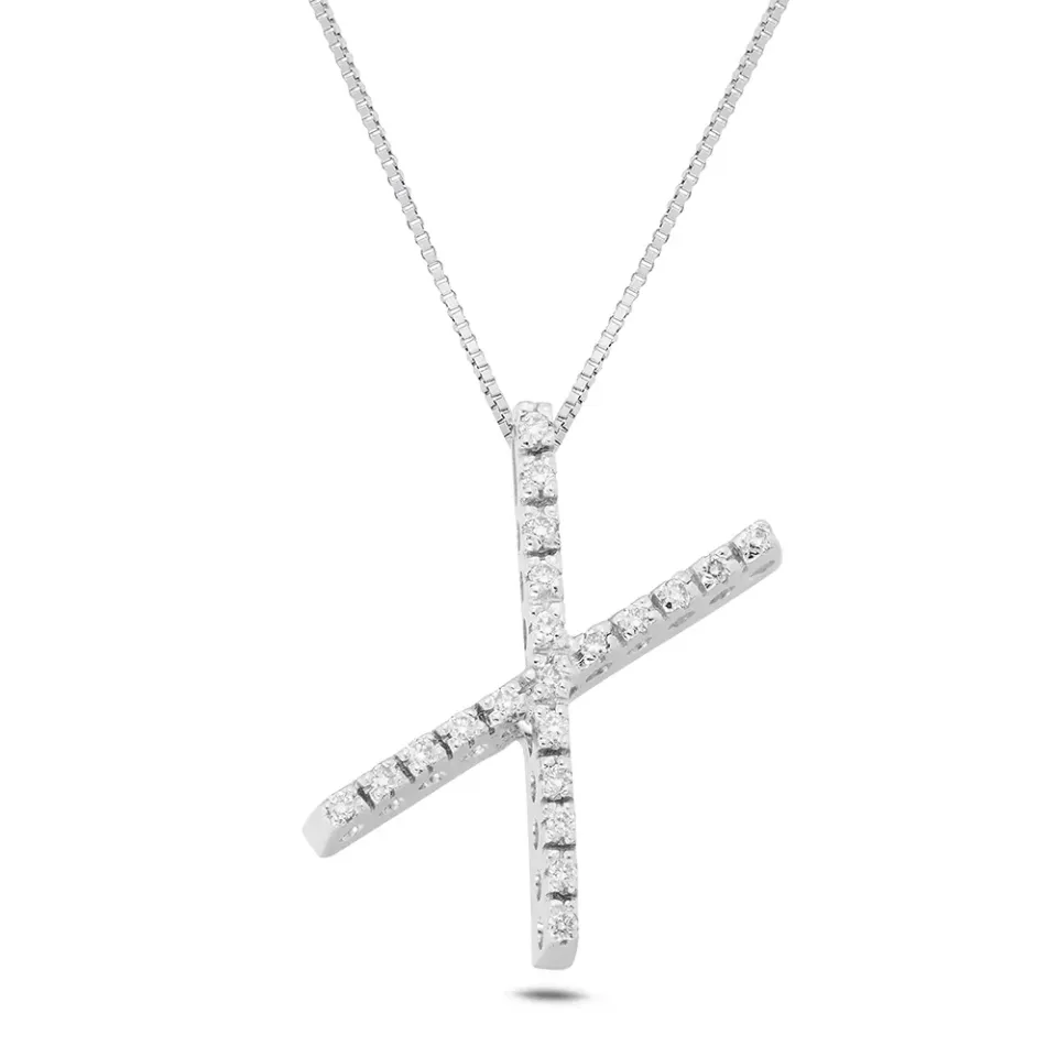 Sinico Letters collana oro bianco lettera X diamanti
