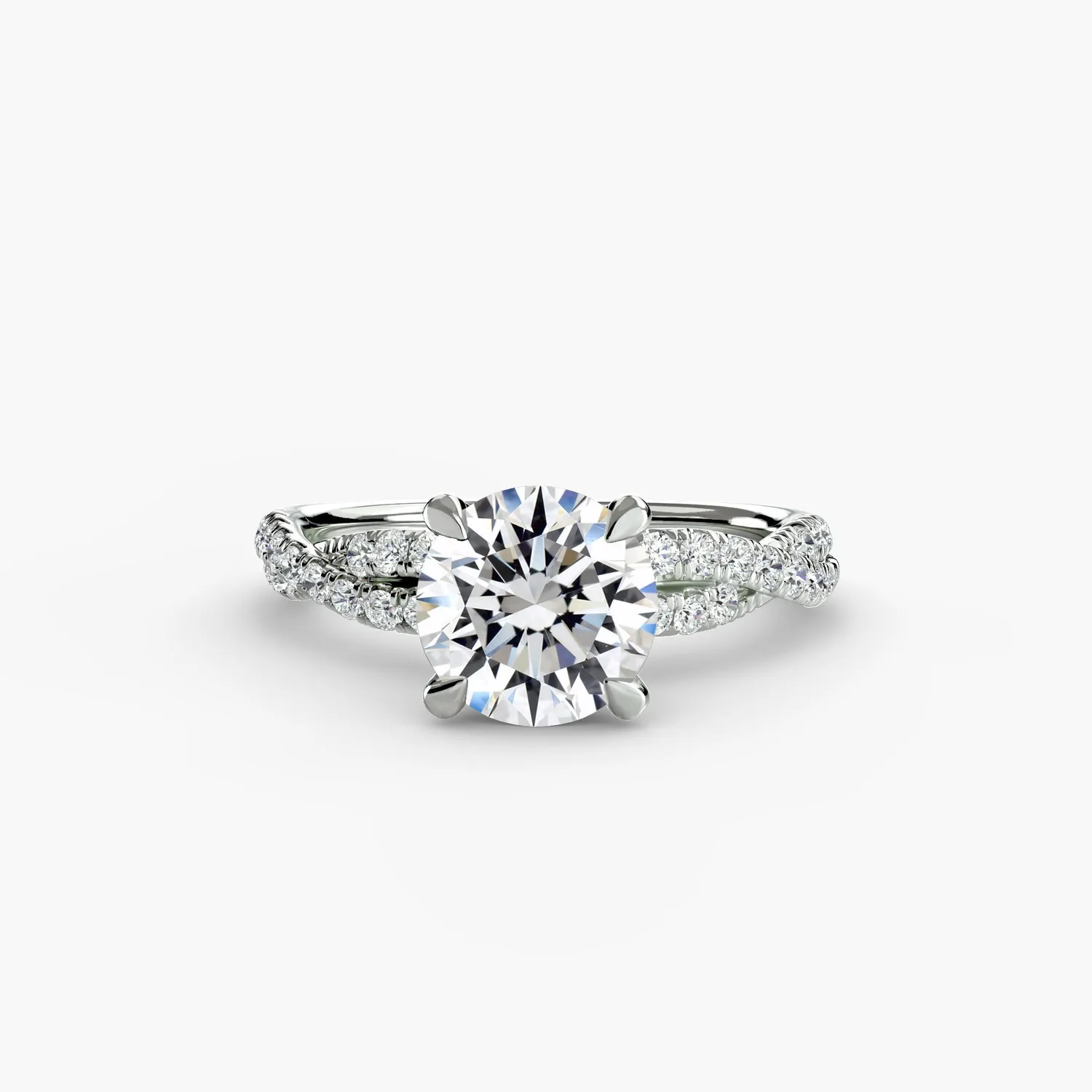 Sinico Twisted Pavé anello solitario oro bianco 14Kt