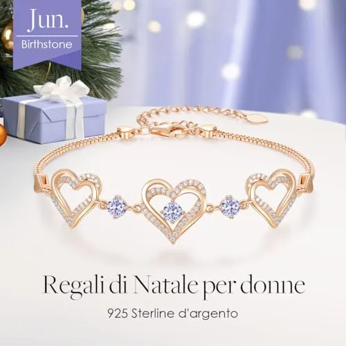 CDE Tenero Bracciale Argento 925 Cuore Zirconia Completo