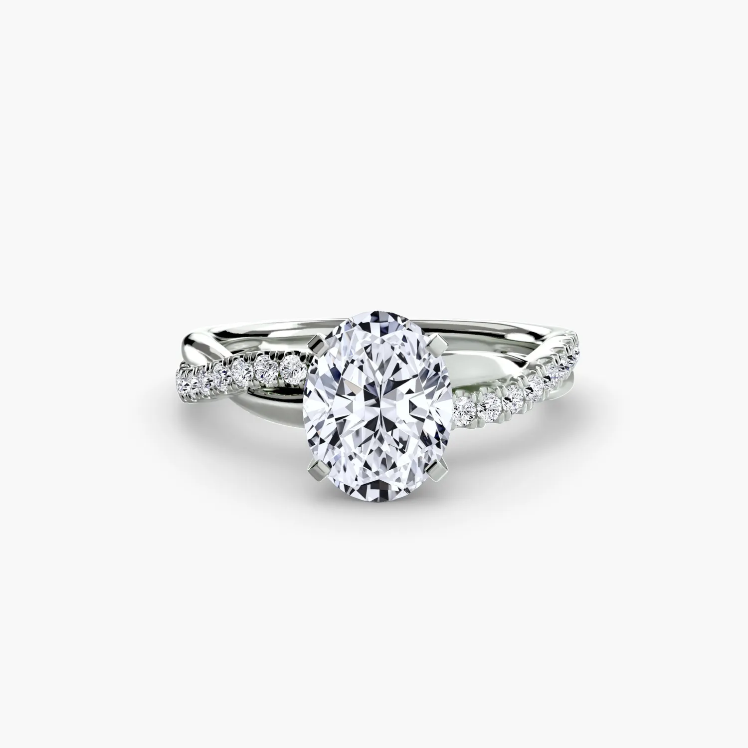 Sinico Emerald Twist Pavé anello oro bianco 14Kt