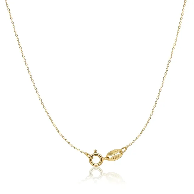 KEZEF Catena collana argento 925 oro 18K maglia ovale 1,3 mm