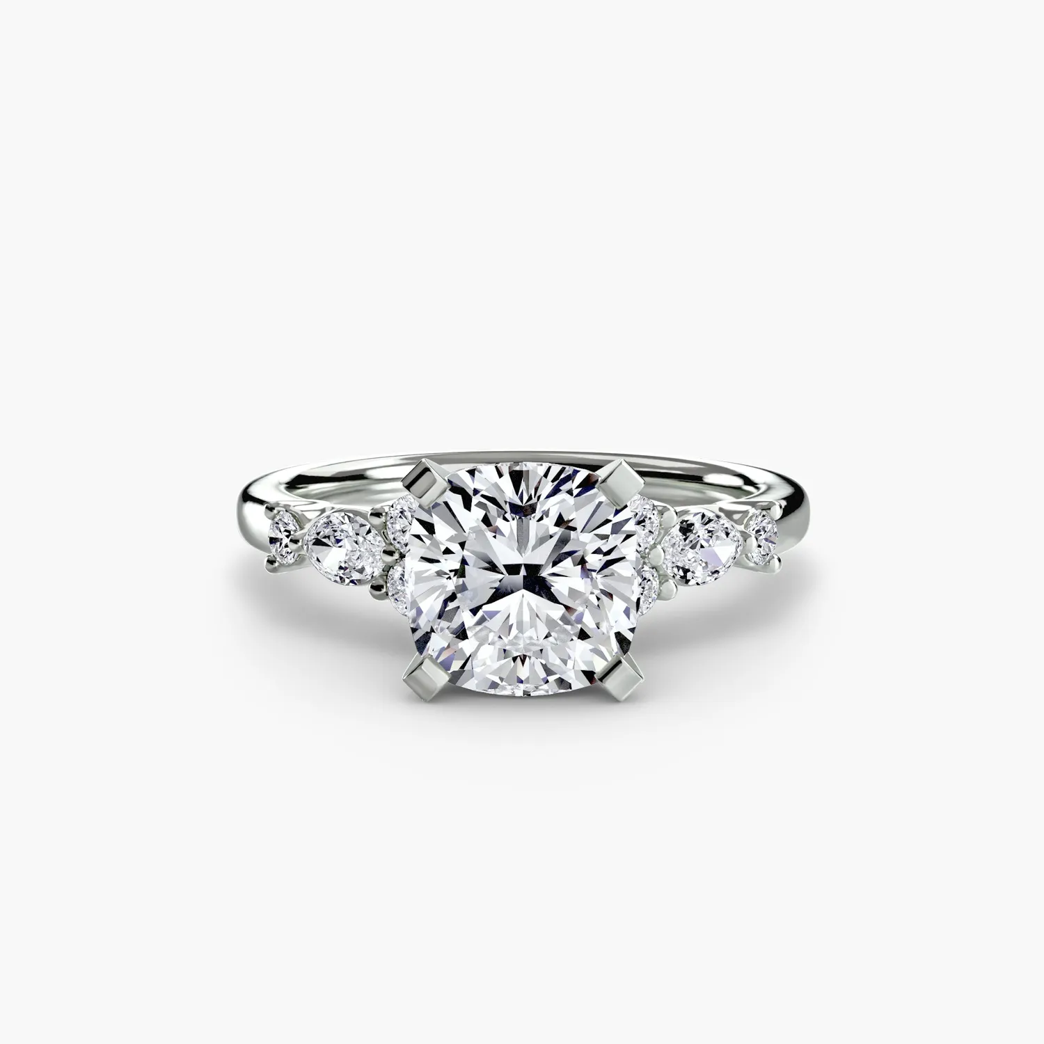 Sinico Floral Accent Solitaire anello oro bianco 18Kt