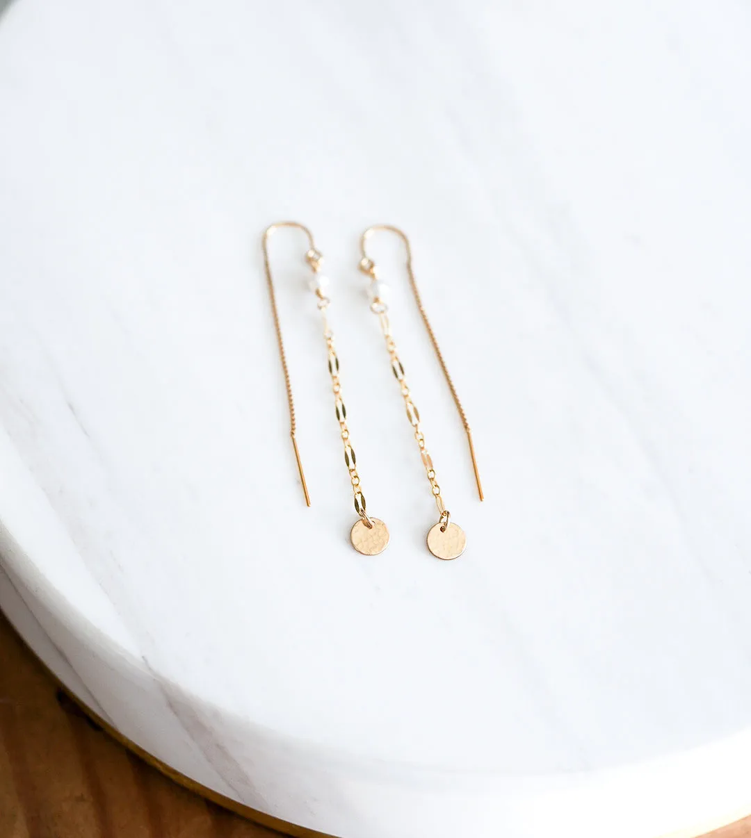 WordsByHeartCo Drops of Jupiter orecchini filo perla