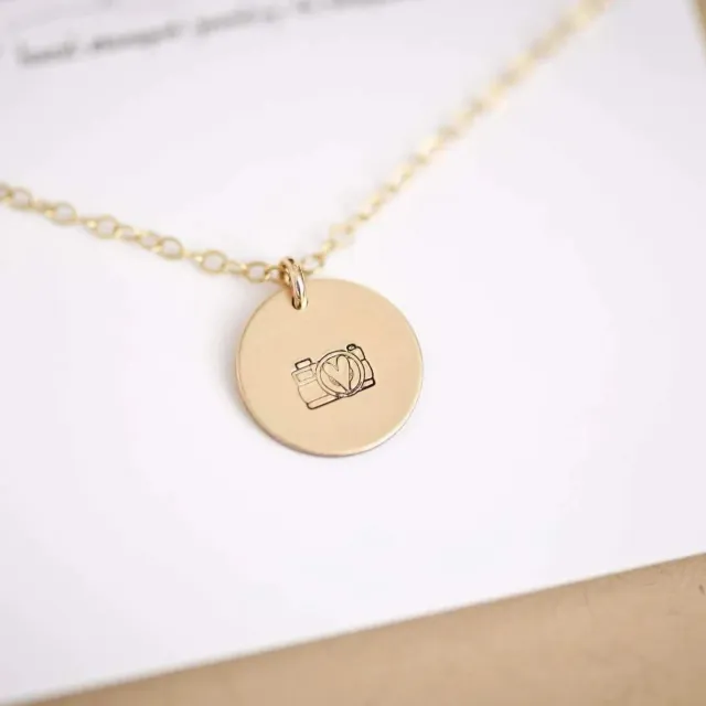 WordsByHeartCo Capturing Hearts Camera collana disco argento 40 cm