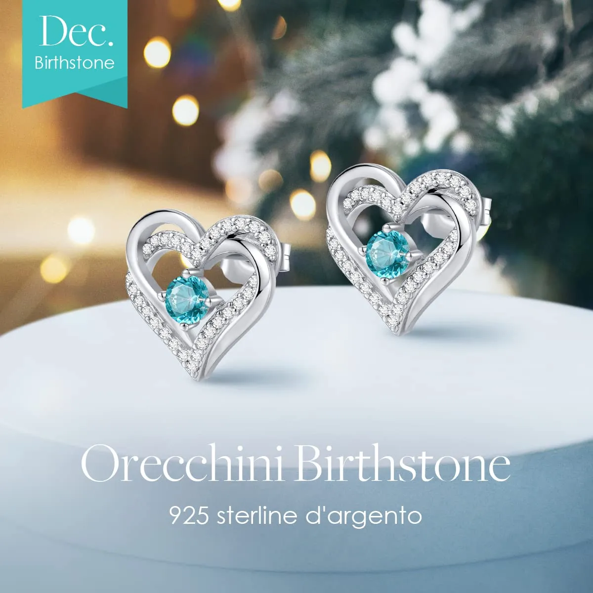 CDE Birthstone Orecchini Argento 925 Dicembre