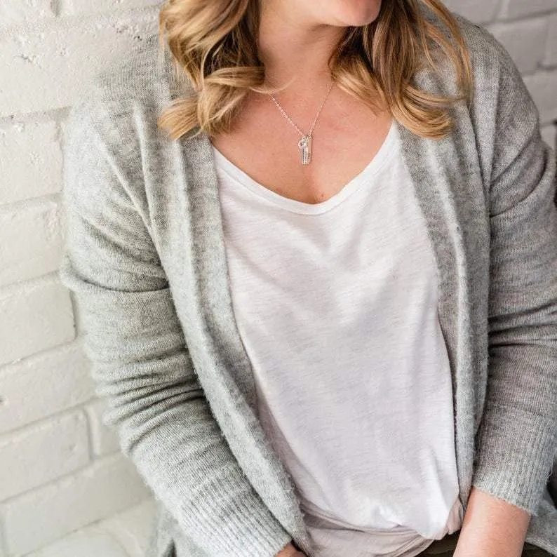 WordsByHeartCo My Whole Heart collana barretta 2 nomi argento
