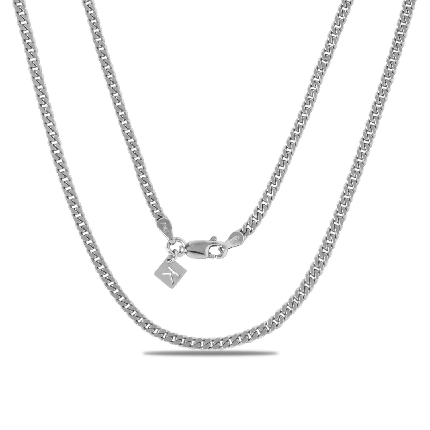 Kezef Curb collana argento oro rosa 3 mm 60 cm