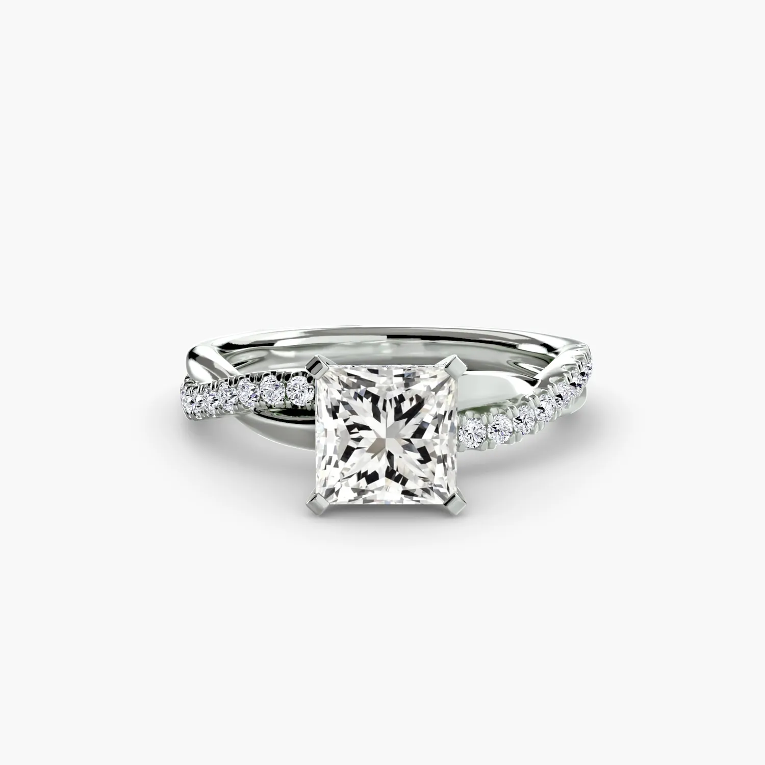 Sinico Emerald Twist Pavé anello oro bianco 14Kt