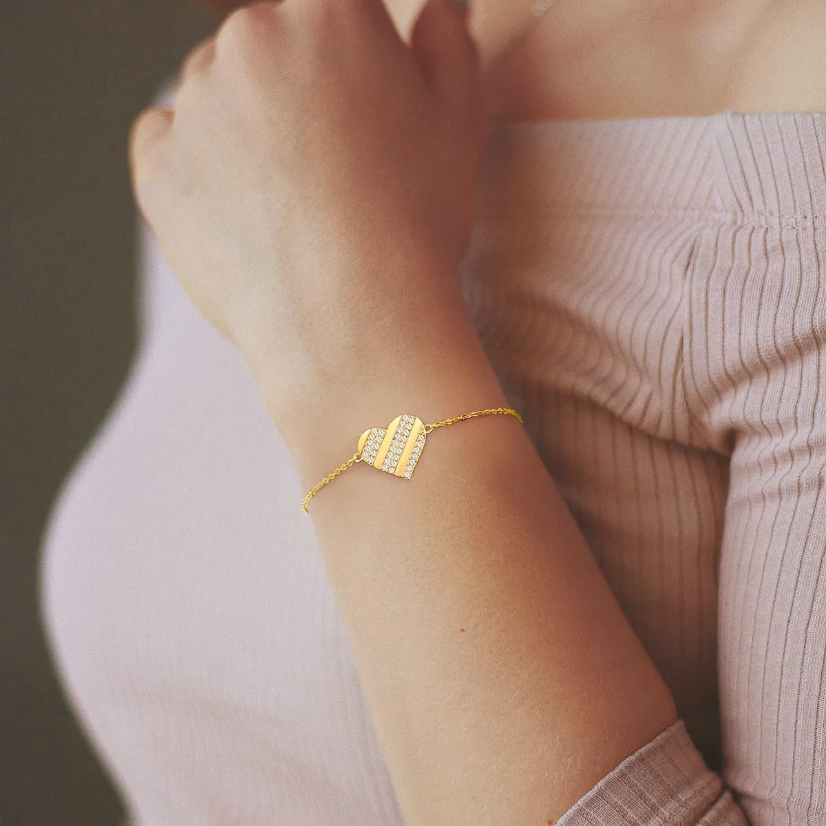 CDE Cuore bracciale zirconi regolabile luminoso