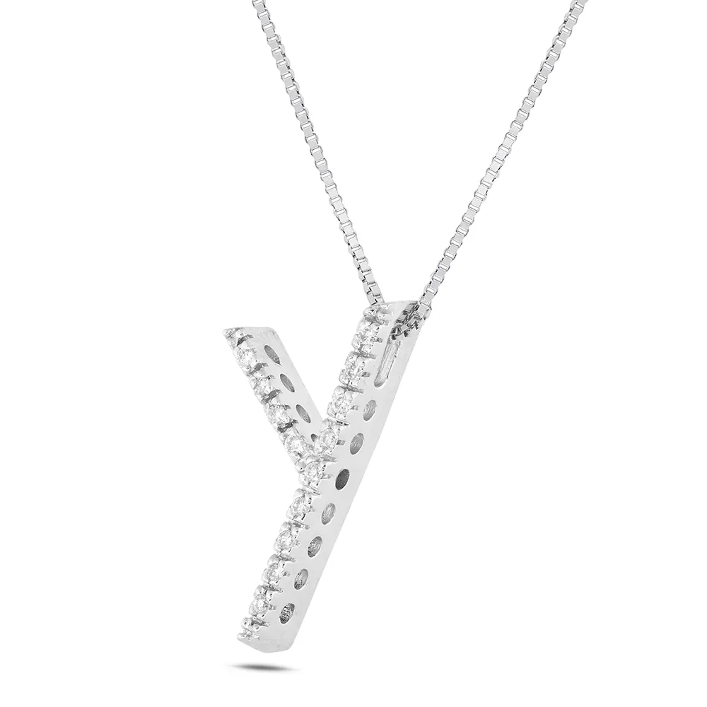 Sinico Letters Y collana oro bianco diamanti 42 cm