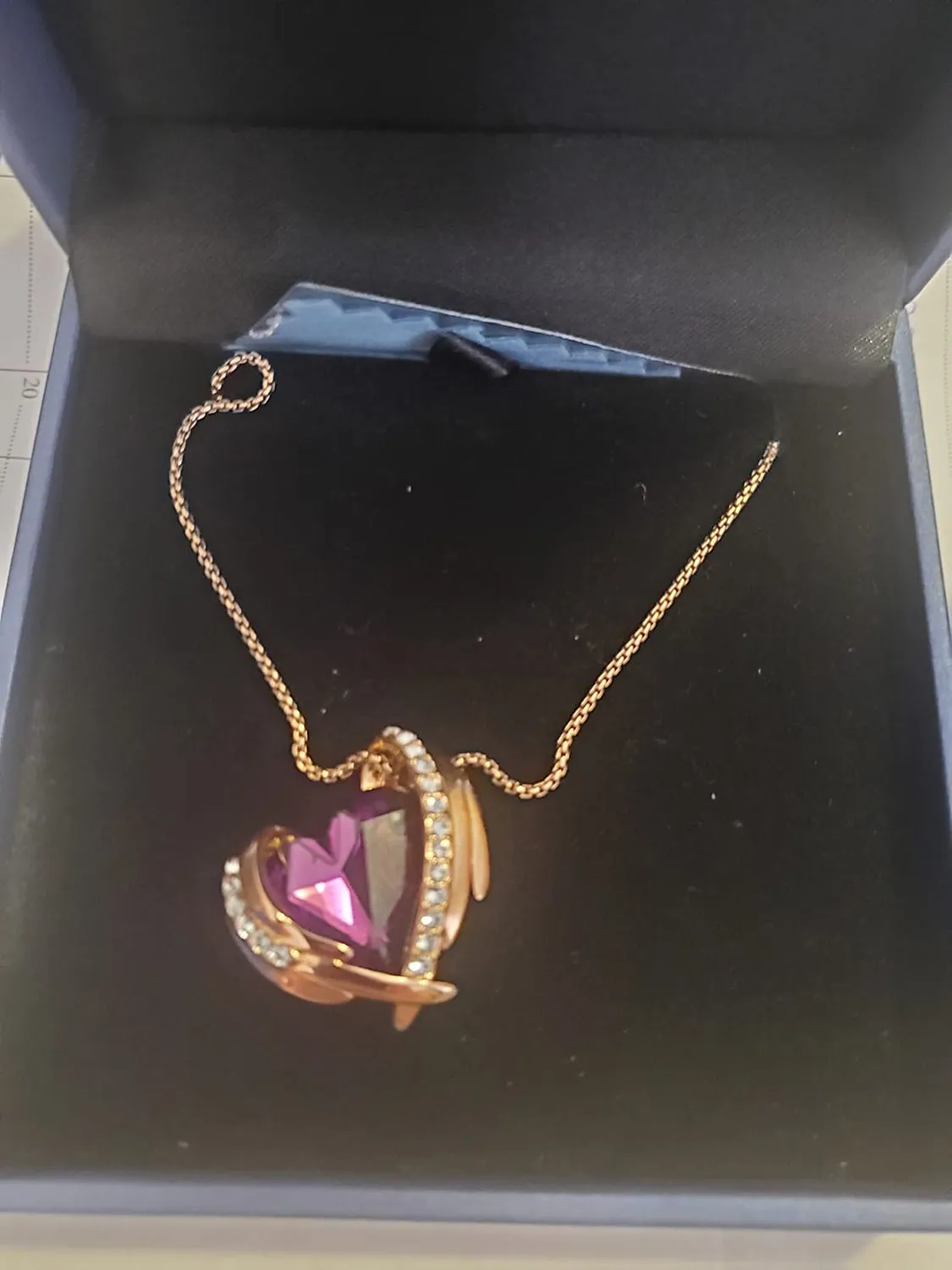CDE collana cuore angelo oro rosa cristalli birthstone
