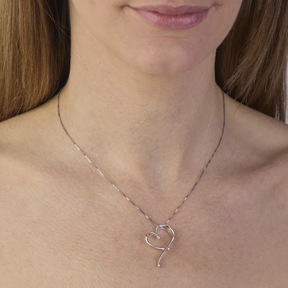 Sinico Batticuore Cuore collana oro bianco diamanti