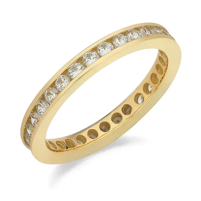 Sinico Eternity Binario anello oro giallo zirconi bianchi
