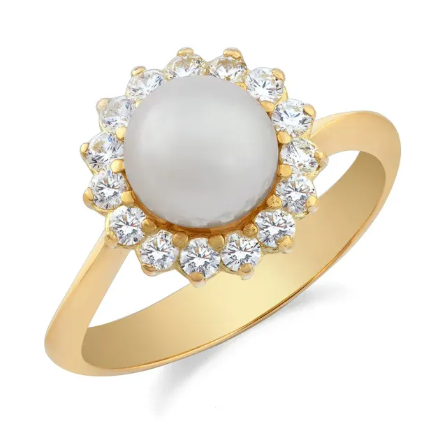 Sinico Perle anello oro giallo perla zirconia 13