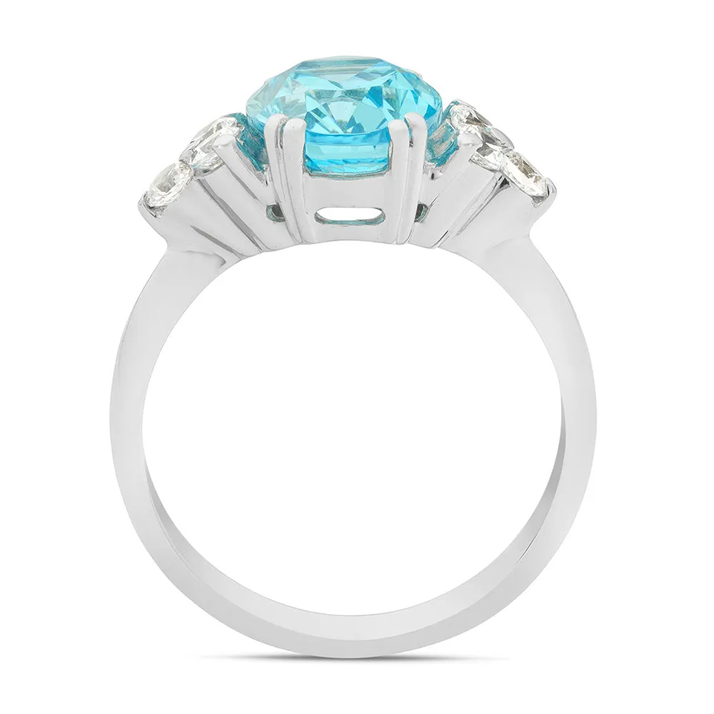 Sinico Princess anello oro bianco zircone azzurro