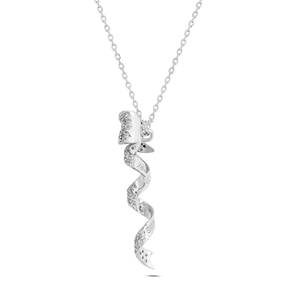 Sinico Dance Fiocco Collana Oro Bianco Zirconia 42 cm