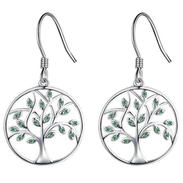 YL Albero Vita orecchini argento 925 smeraldo simulato