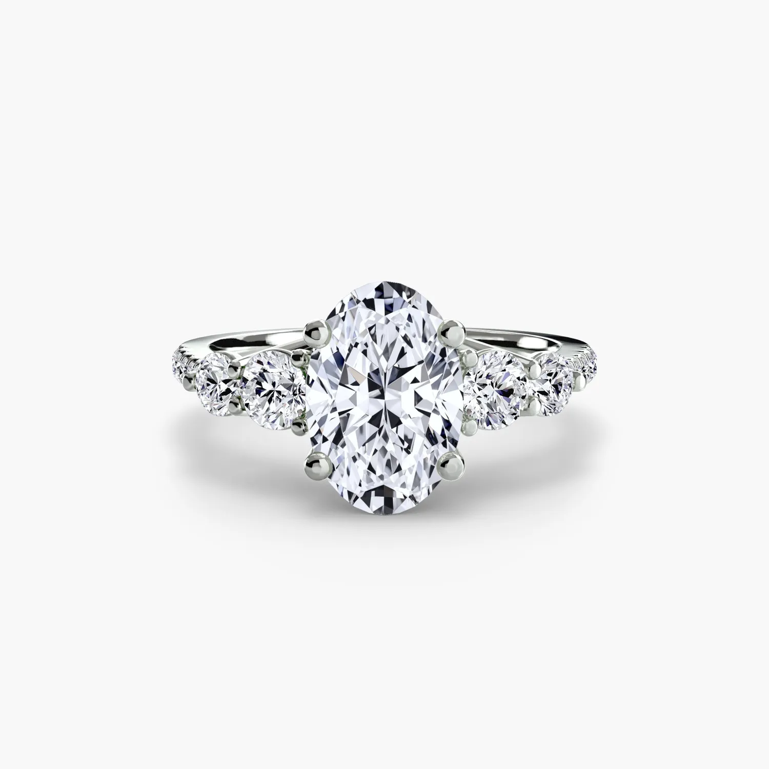 Sinico Five Stone Pavé anello oro bianco 18Kt