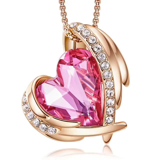 CDE collana cuore angelo oro rosa cristalli birthstone