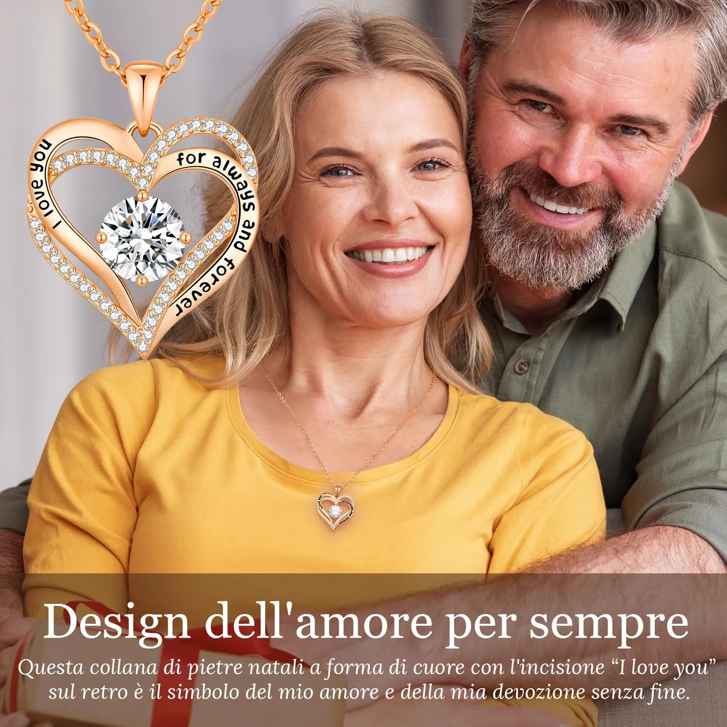CDE Cuore collana oro rosa aprile pietra nascita