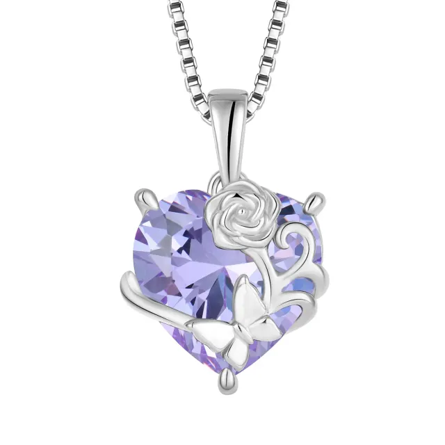 YL Cuore Rosa collana argento 925 pietra mese