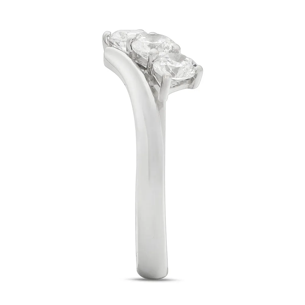 Sinico Trilogy anello onda oro bianco zirconia