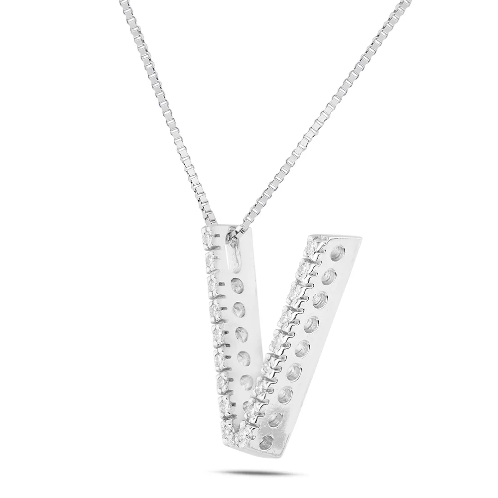 Sinico Letters V collana oro bianco diamanti 42 cm