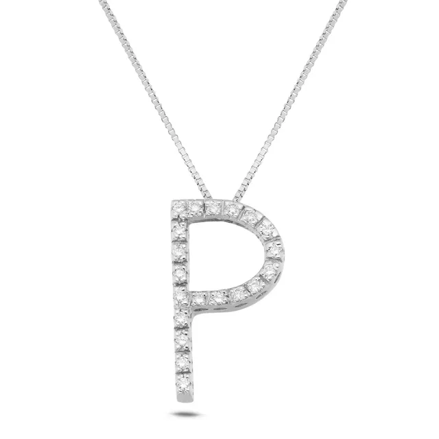 Sinico Letters collana lettera P diamanti oro bianco 42cm