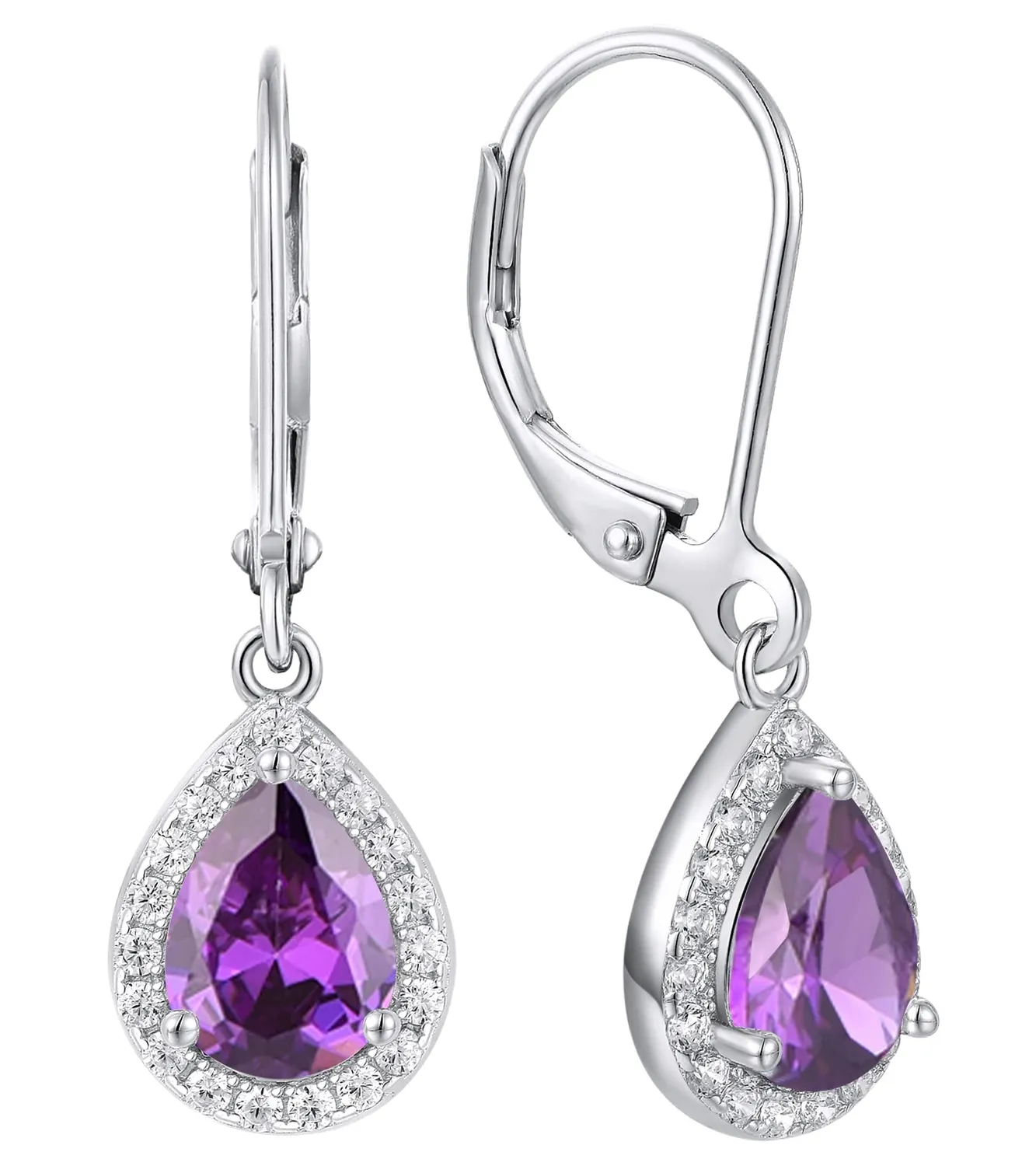 YL orecchini pera argento 925 pietra aprile zirconia