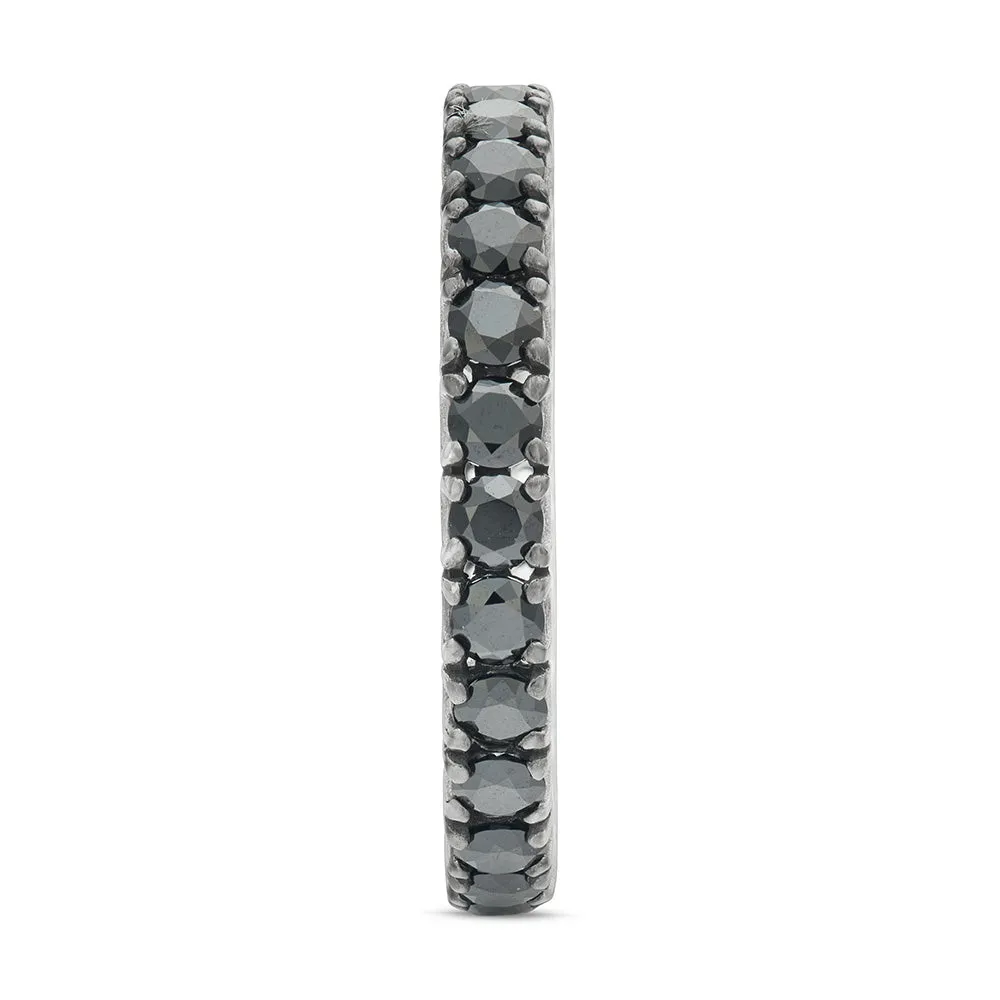 Sinico Eternity anello oro bianco zirconia neri misura 14