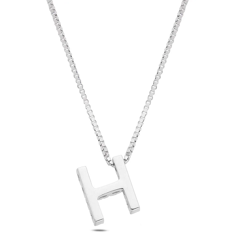 SINICO Letters H collana oro bianco 18Kt diamanti 42 cm