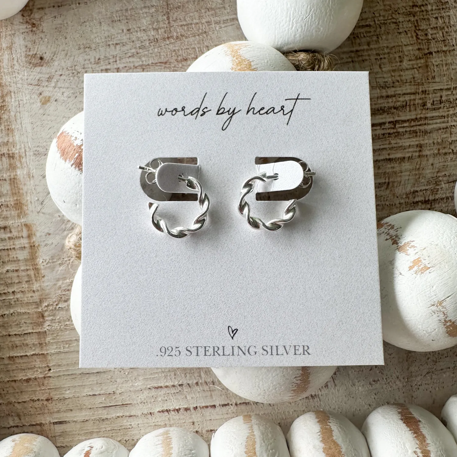 WordsByHeartCo Spiral Hoops orecchini cerchio argento twist