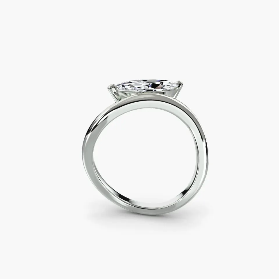 Sinico The Wave Ring anello oro bianco 14Kt marquise